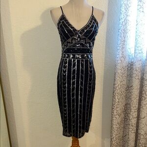 Beaded midi sheath dress